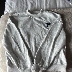 Gray Crewneck Sweater with 'P' Logo